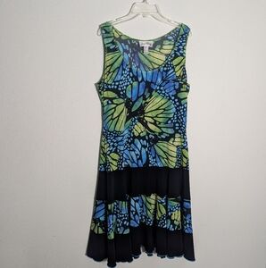 Joseph Ribkoff Womens Dress Butterfly Jewel Tones Artsy Art to Wear Lagenlook 10